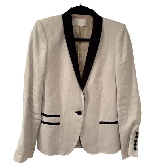 Zadig & Voltaire One-Button Linen Cotton Blazer Jacket Off White 36 - Picture 1 of 9